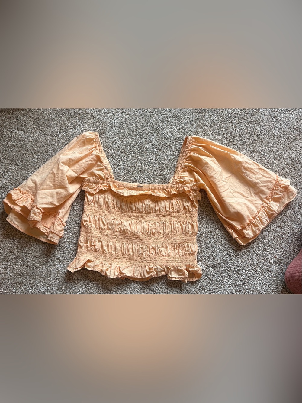Free PeopleSmocked Puff Sleeve Square Neck Top - Size L, NWOT